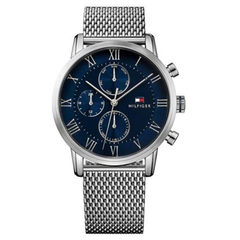 Timeless Silver Chronograph with Blue Dial