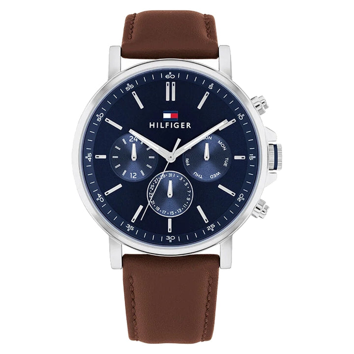 Navy Chronograph with Brown Leather Strap
