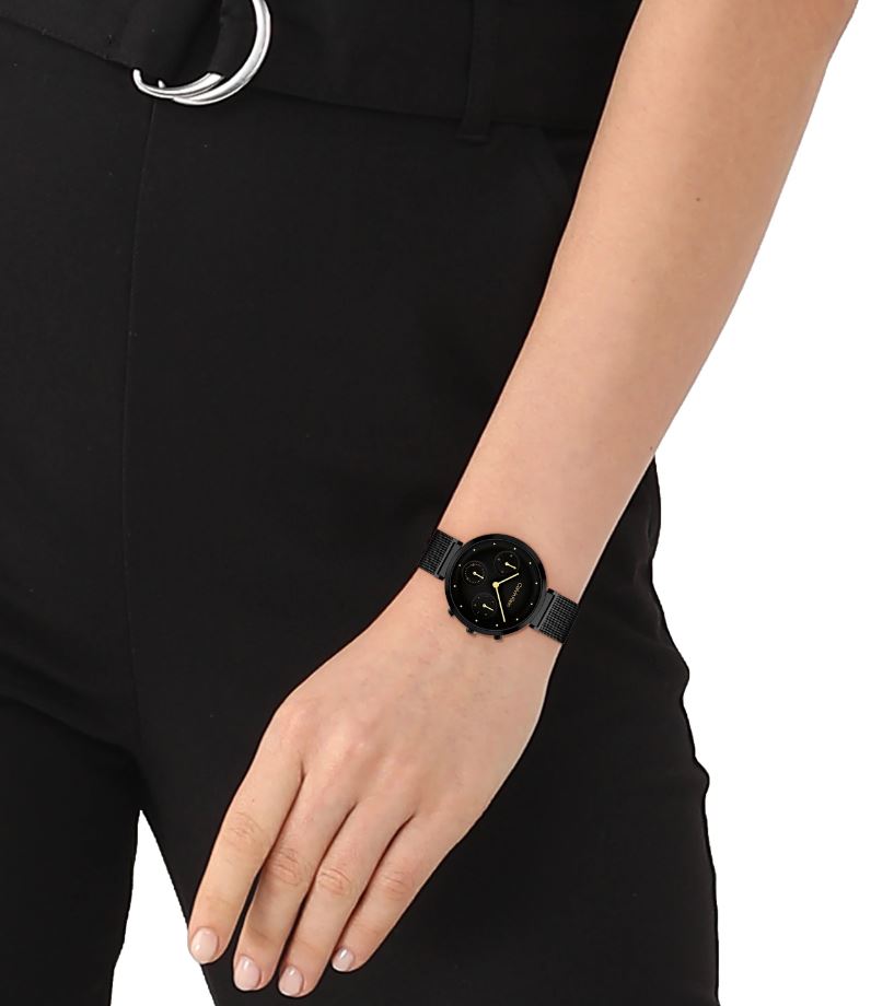 Timeless Precision in Black and Gold Mesh