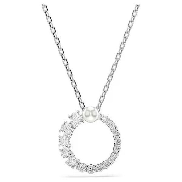 Radiant Pearl and Diamond Pendant Necklace