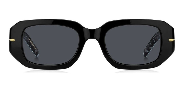 Sleek Black Frame Sunglasses with Gold Accents