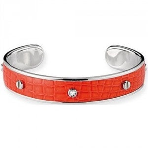 Radiant Orange Crystal Leather Cuff Bracelet