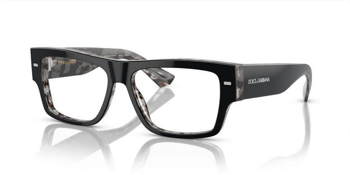 Camouflage Elegance in Black Acetate Frames