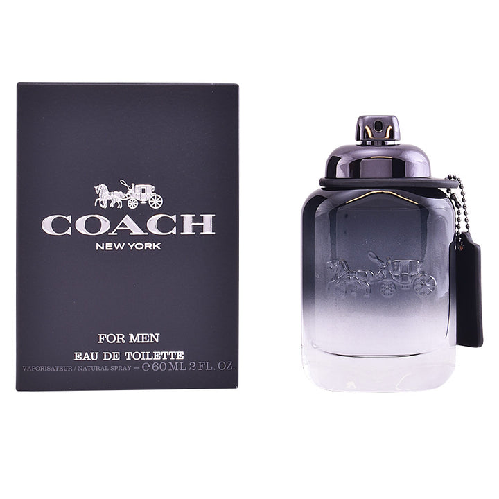 60 ml glass Eau de Toilette bottle with metal plate, woody-aromatic scent