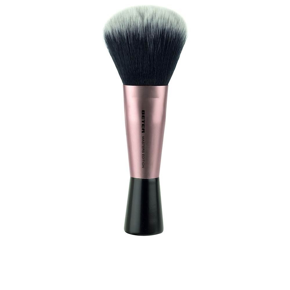 Large dome synthetic powder brush with wooden handle, dense rounded head
