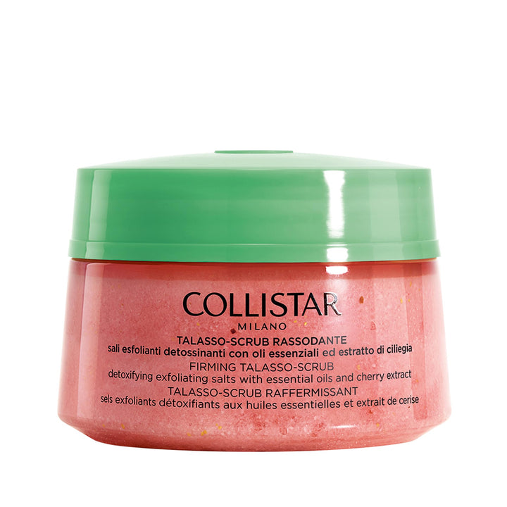 Jar of coarse salt scrub with cherry stone powder and citrus oil, 300 g