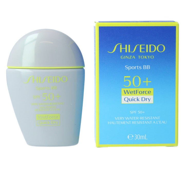Tinted SPF50+ sports BB cream tube, medium shade, 30 ml, sweat‑resistant