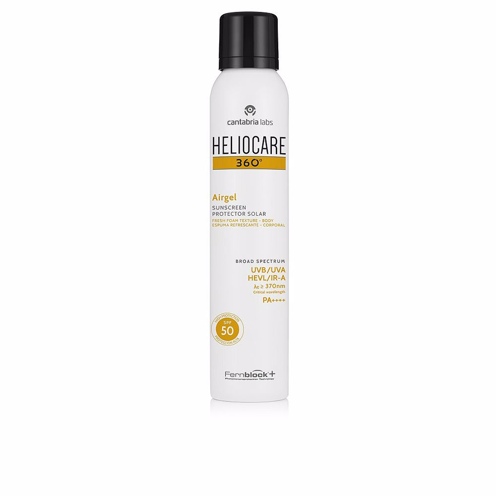 200 ml aerated SPF50 body sun foam in dispensing can, cooling texture