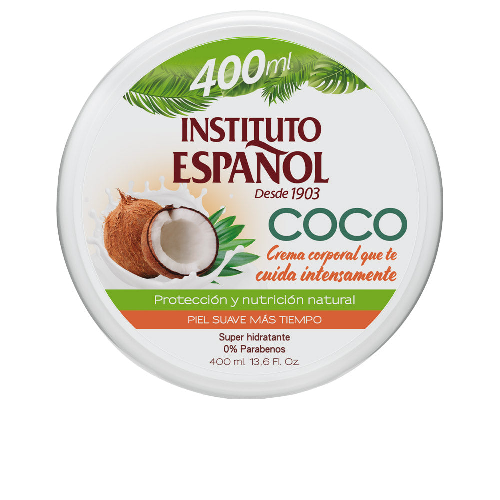 400 ml jar of creamy coconut body cream with smooth texture, for Unisex use