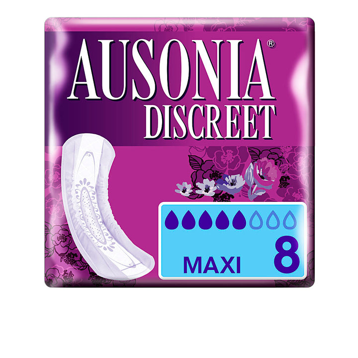 Pack of eight thin Maxi Discreet incontinence pads, individually wrapped for Women
