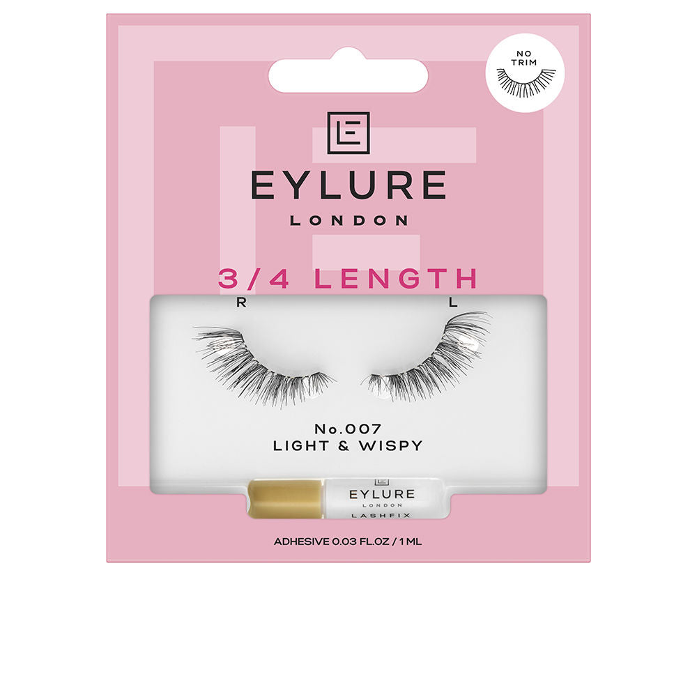 Pair of Fluttery Light #007 handcrafted false eyelashes with adhesive, natural finish