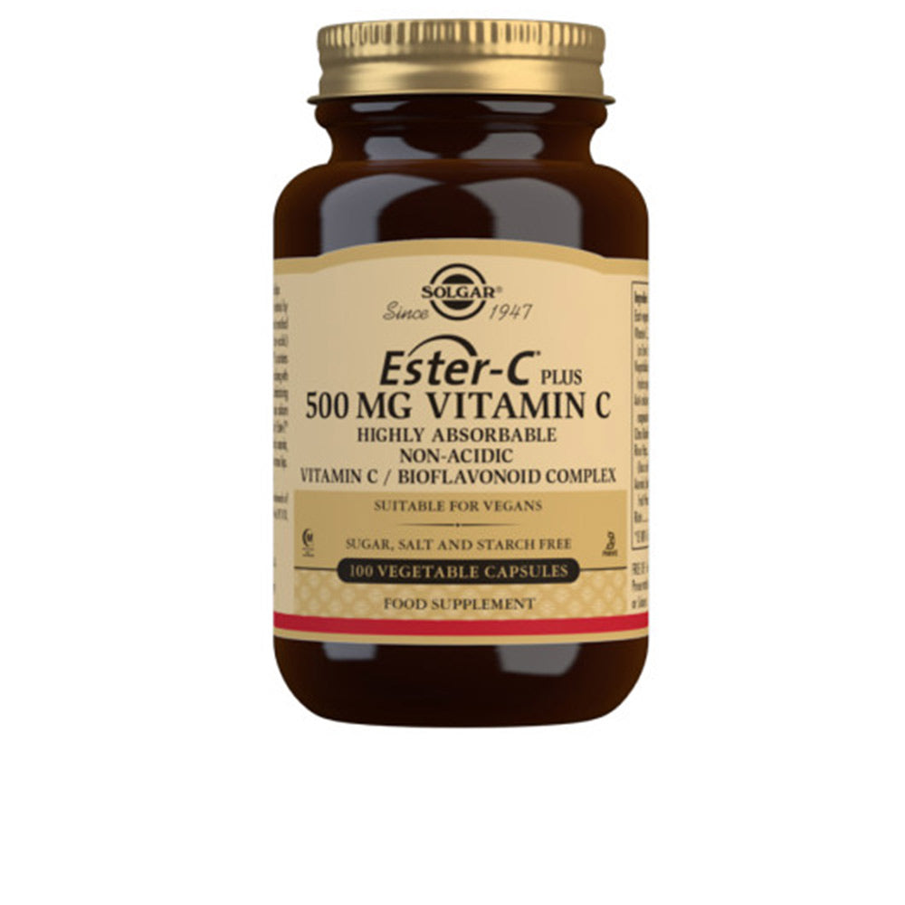 Bottle of buffered Ester‑C 500 mg vegan capsules, 100 units, neutral pH