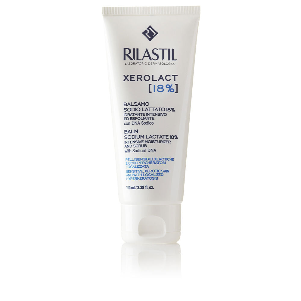 100 ml balm tube, thick cream texture, clinical packaging for targeted dry skin