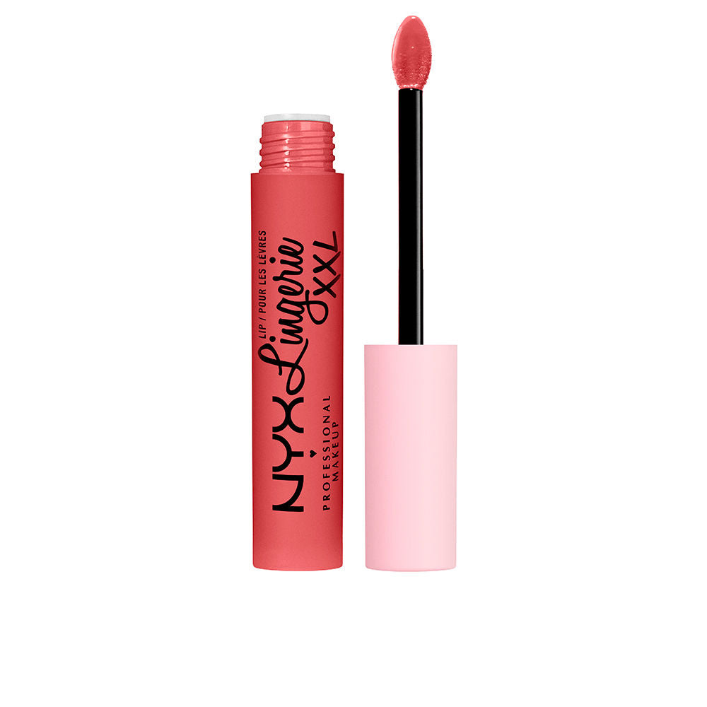Matte liquid lipstick in rose shade 'xxpose me' with applicator wand