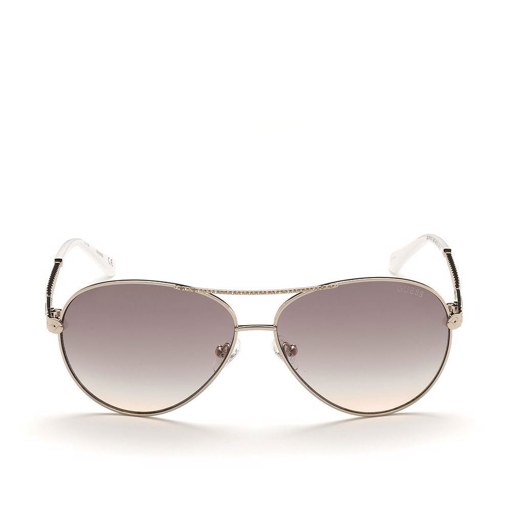 Rose-gold metal aviator sunglasses with brown lenses, 60mm lenses, 135mm temples