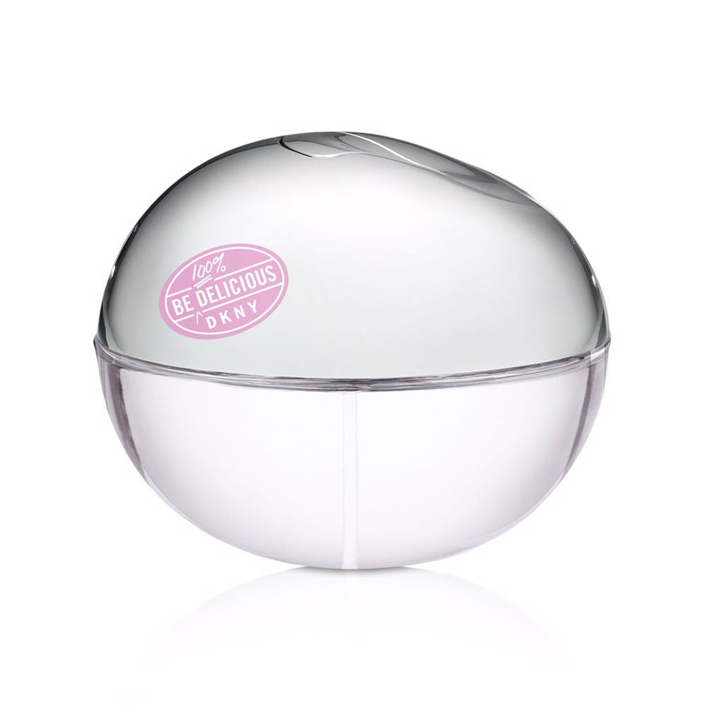 Clear crystal perfume bottle with purple accent; 50 ml floral sandalwood fragrance for Women