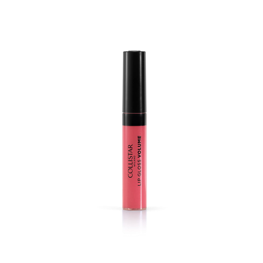 7 ml coral-toned volumising lip gloss with soft pad applicator, glossy finish