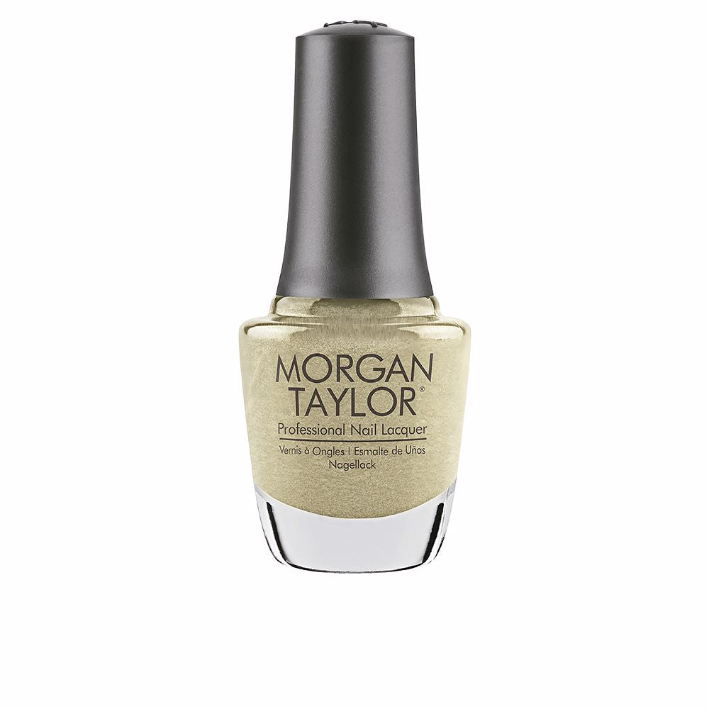 15 ml glass bottle of metallic gold nail lacquer with ergonomic cap