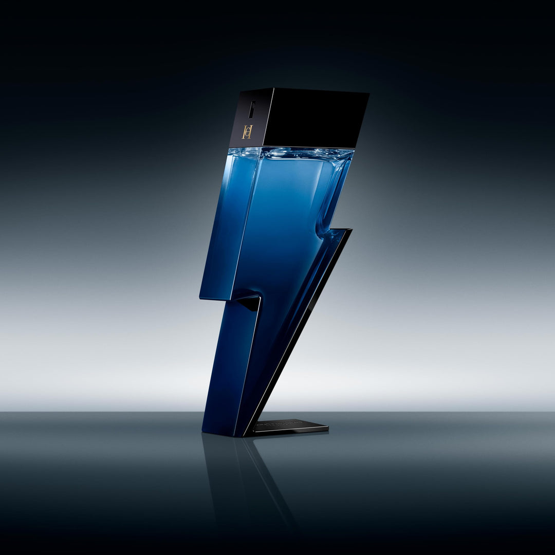 150 ml cobalt-blue gradient glass bottle with lightning motif, Eau de Parfum for Man