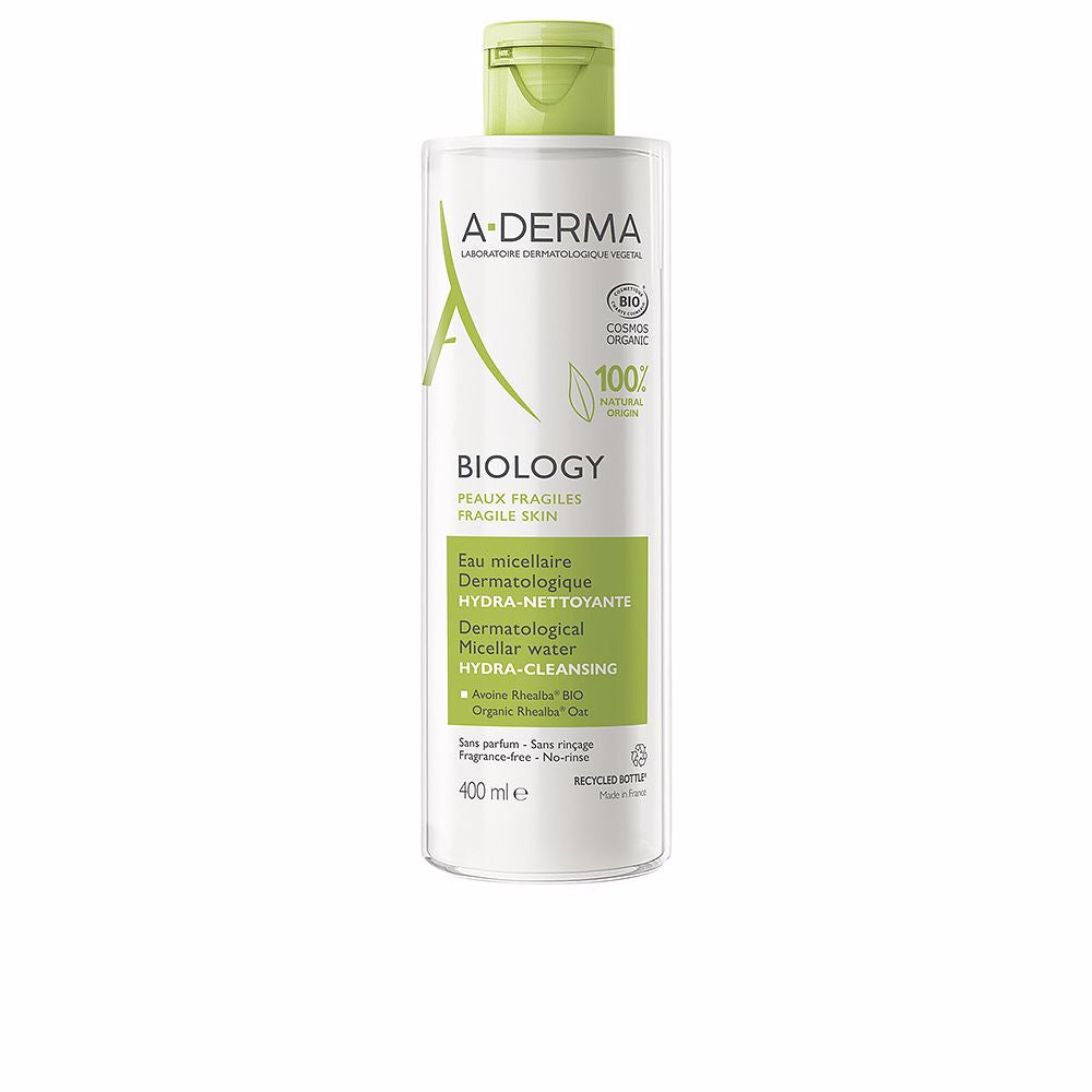 400 ml clear micellar water bottle with organic oat sap, unisex sensitive skin cleanser