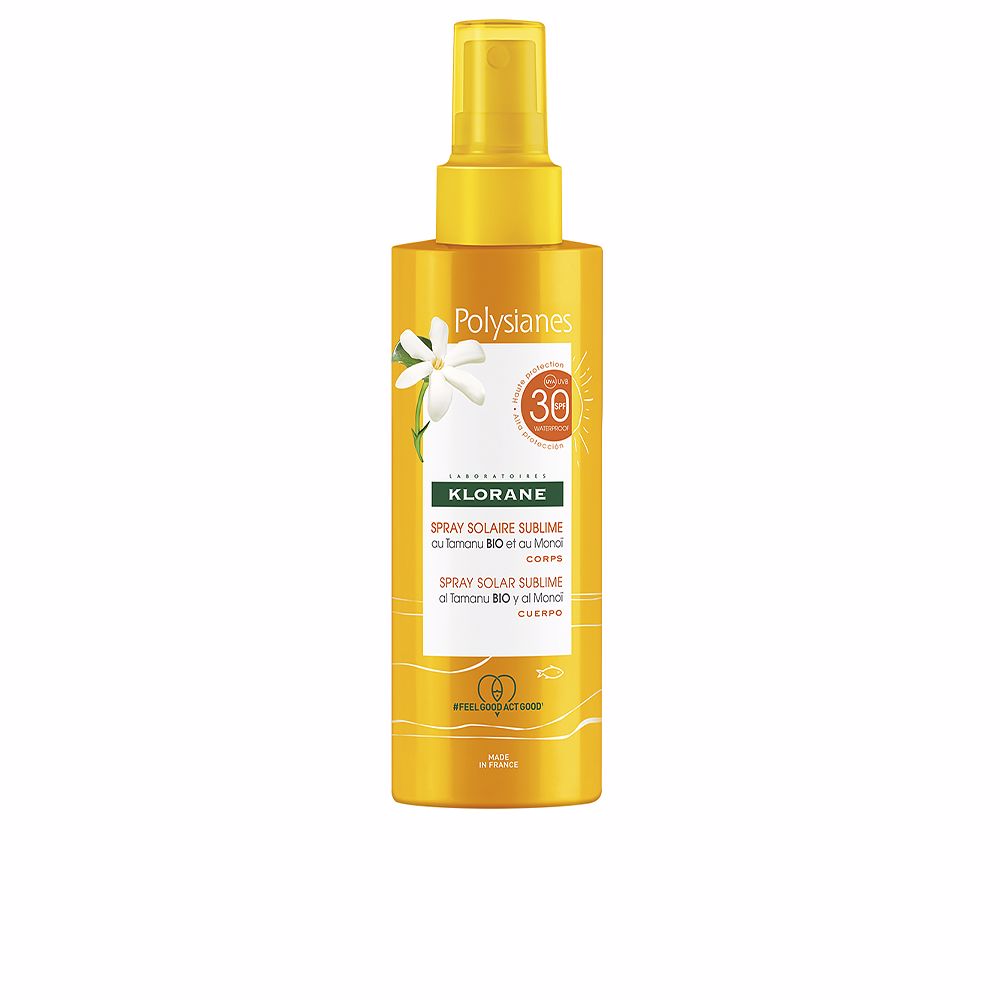 200 ml spray bottle of Monoï &amp; Tamanu SPF 30 body sunscreen, lightweight mist
