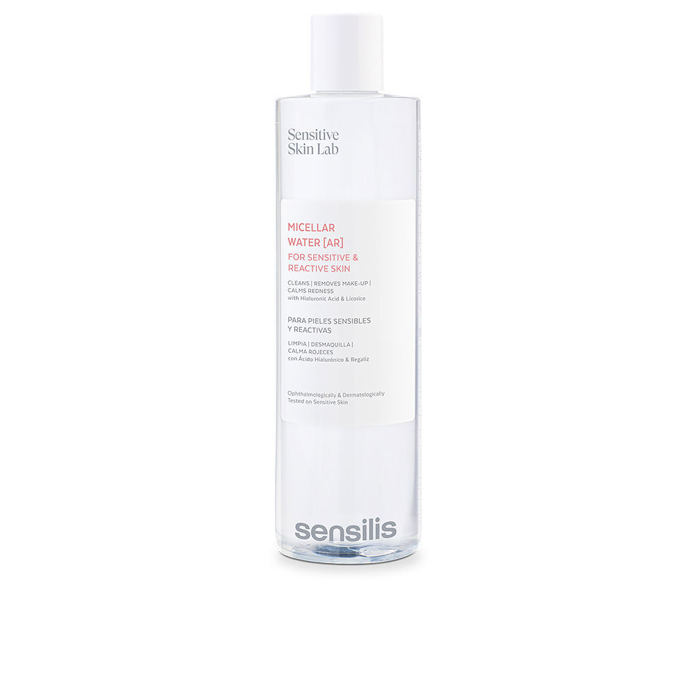 Clear 400 ml micellar water bottle with hyaluronic hydration, for sensitive Women