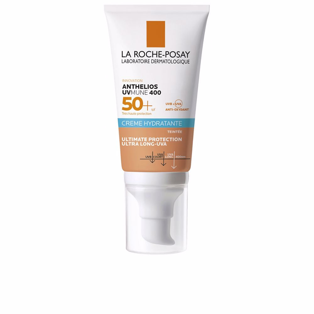 50 ml tinted cream tube — SPF 50+ facial sunscreen, natural finish, Unisex