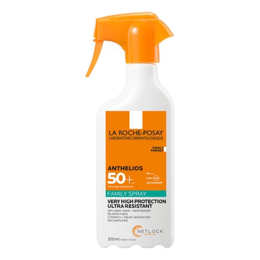300 ml clear spray bottle of ultra‑light SPF50+ body sunscreen, Unisex