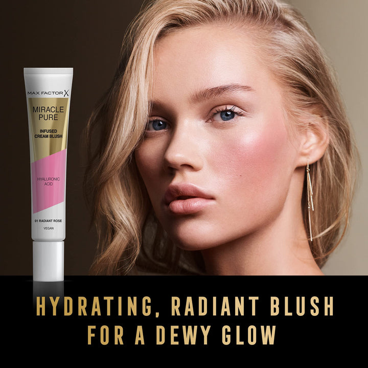 Compact jar of Radiant Rose cream blush, soft pink cream texture visible