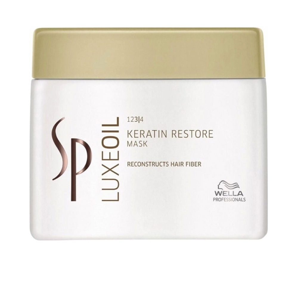 400 ml jar of Keratin Restore Luxe Oil hair mask for all hair types