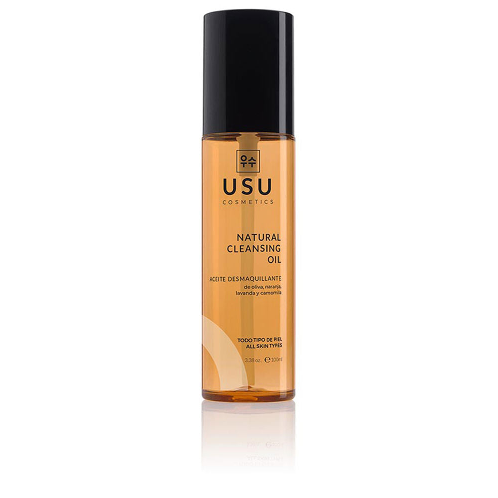 Clear 100 ml cleansing oil bottle with pump; olive and citrus notes