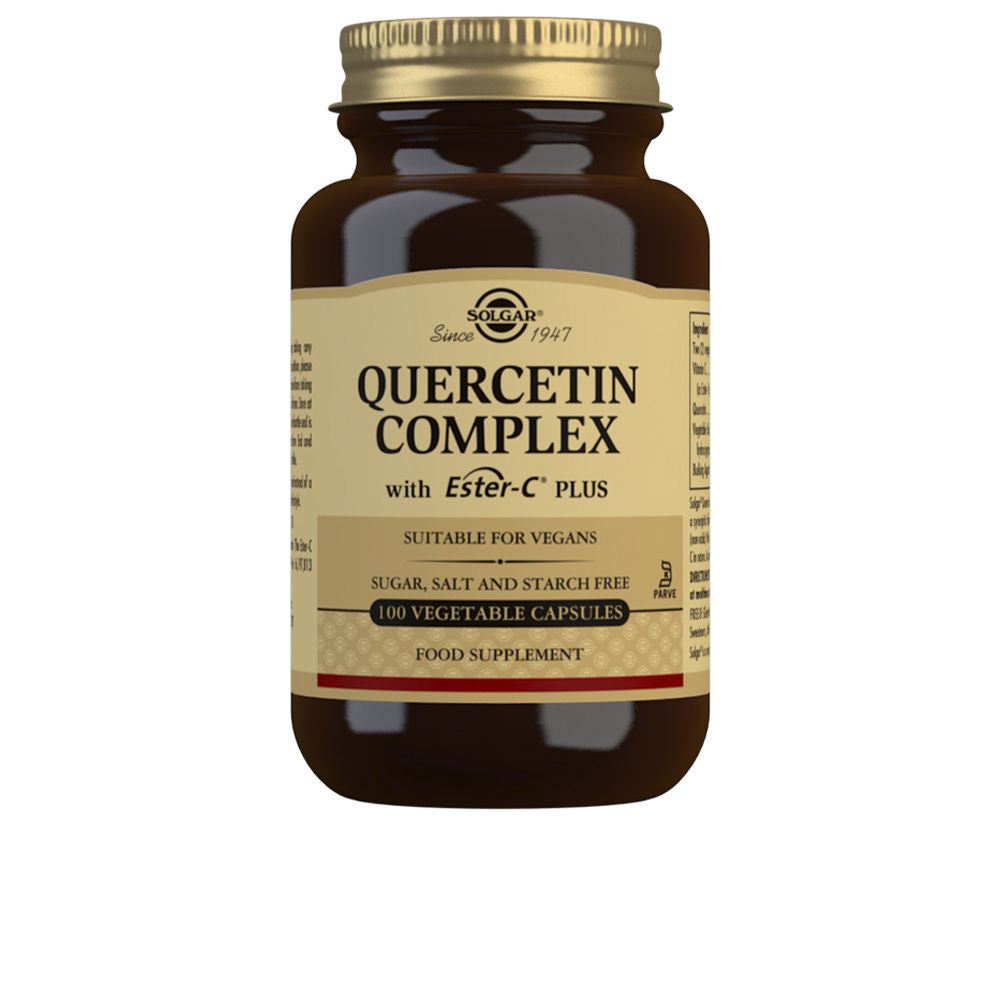White bottle of 100 vegan capsules — buffered vitamin C, quercetin, bromelain