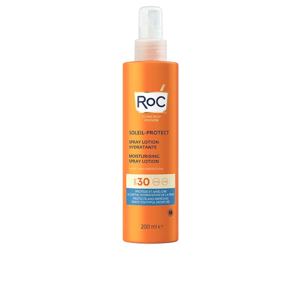 200 ml velvet hydrating SPF30 spray lotion in aerosol bottle, Unisex sunscreen