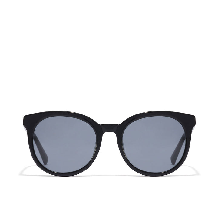 Black unisex cat‑eye round sunglasses with glossy acetate frame, 52 mm lenses