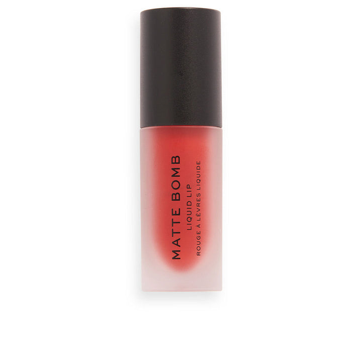Tube of matte liquid lipstick in vivid Lure Red with doe-foot applicator