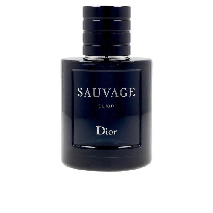Deep blue small perfume bottle with silver details and black textured cap, 100 ml Elixir Parfum for Man