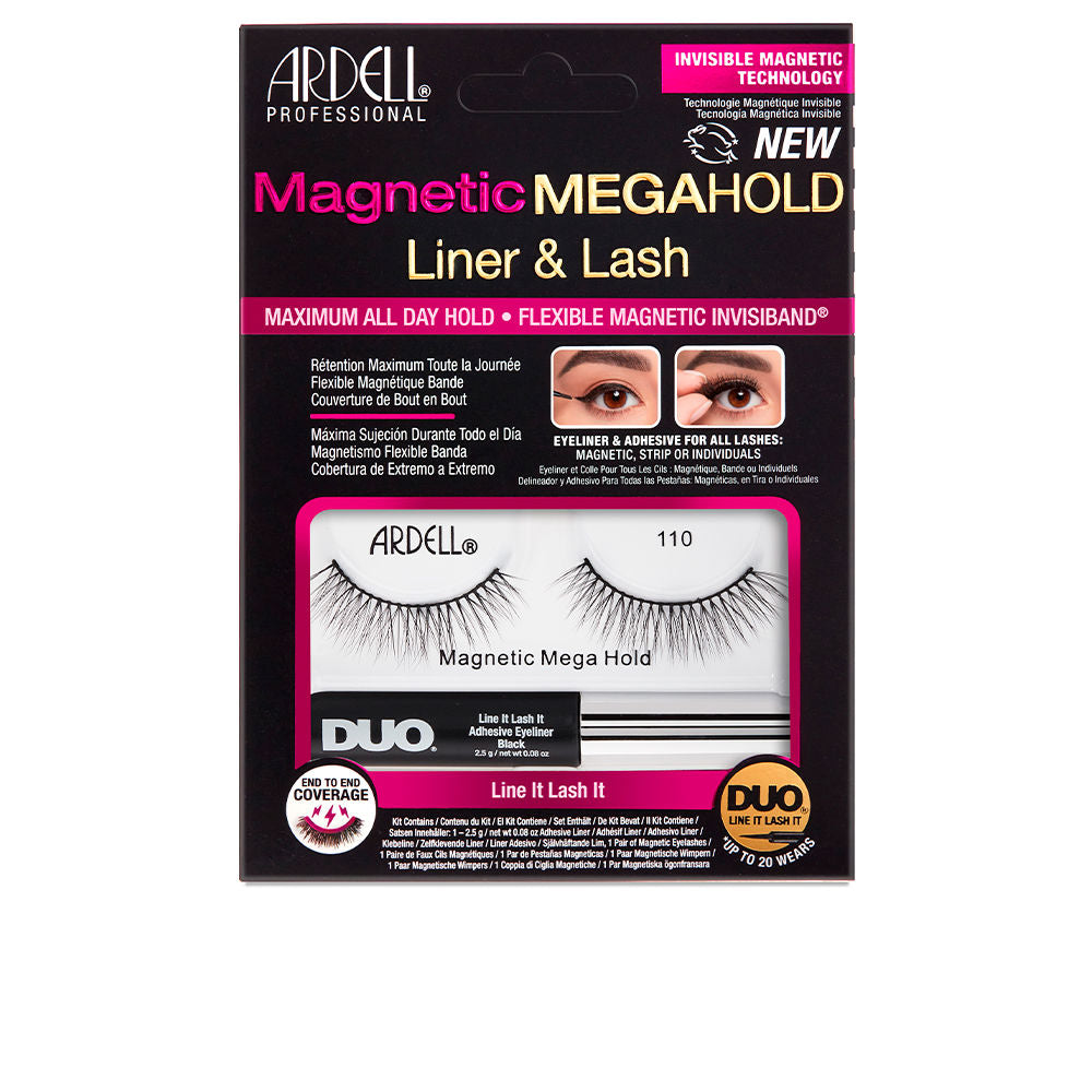 Magnetic lash strip with interlaced long fibres and Invisiband® in compact kit, Unisex