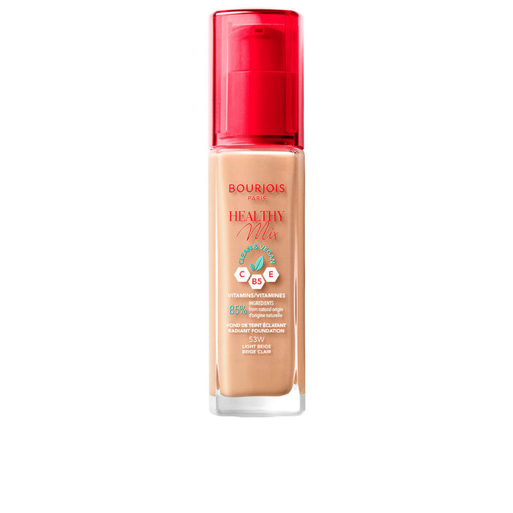 30 ml radiant liquid foundation in bronze shade, recyclable bottle