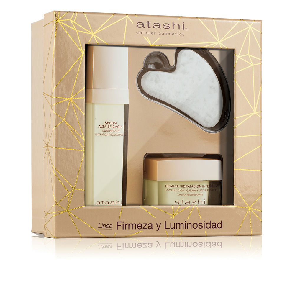 Atashi regenerative facial treatments set in elegant containers, for hydration and luminosity