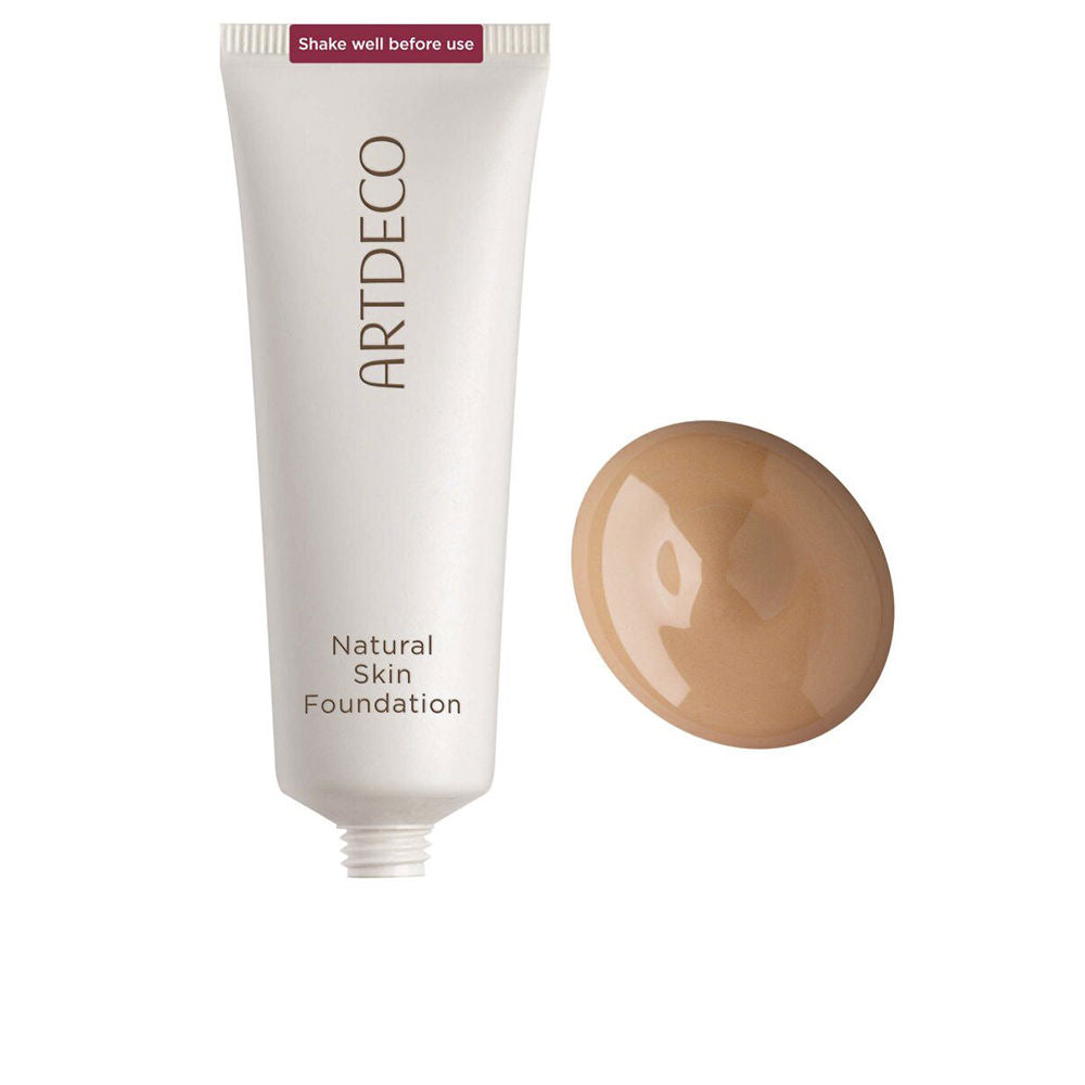 Tube of warm roasted-peanut shade liquid foundation, 25 ml, matte finish