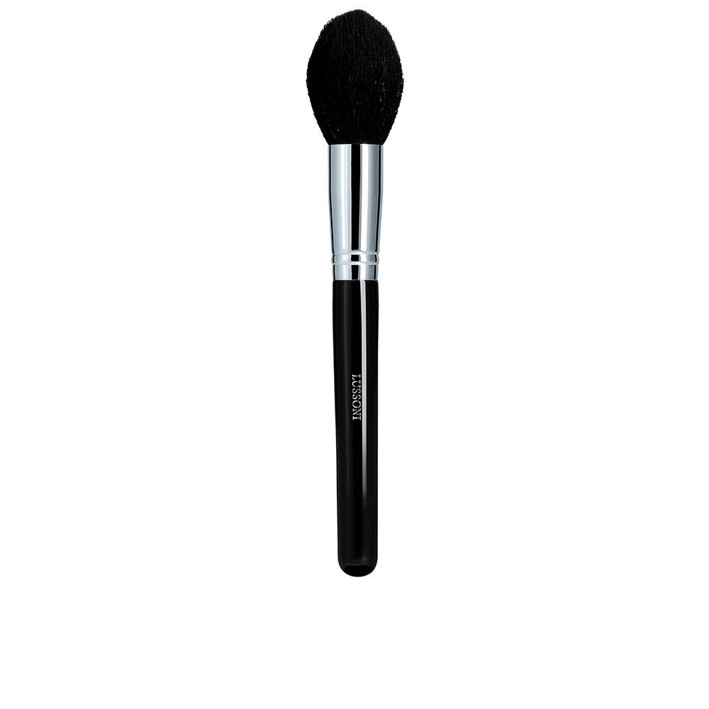 Tapered makeup brush with copper ferrule, varnished wood handle, mixed fibres