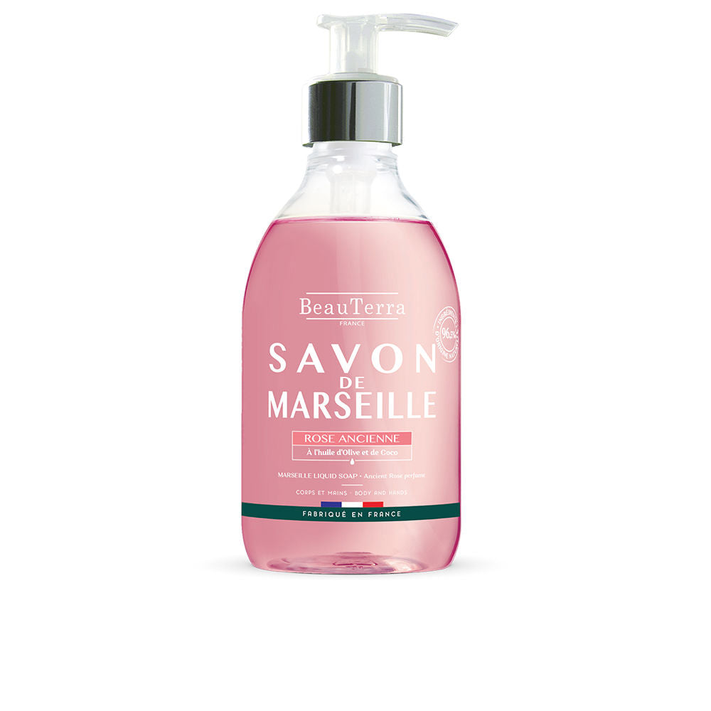 300 ml pink Marseille liquid soap bottle with olive oil and rose scent