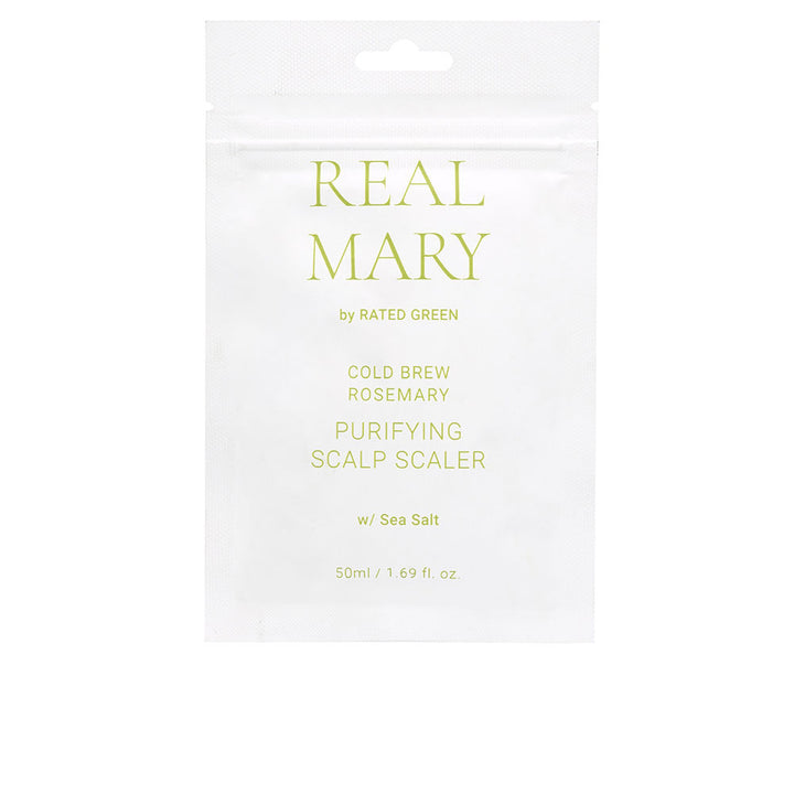 50 ml clarifying rosemary scalp cleanser in a pump bottle, botanical ingredient callouts