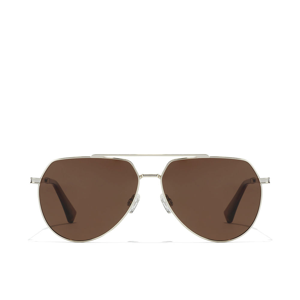 Unisex stainless‑steel aviator sunglasses with large polarised lenses, mixed‑metal finish