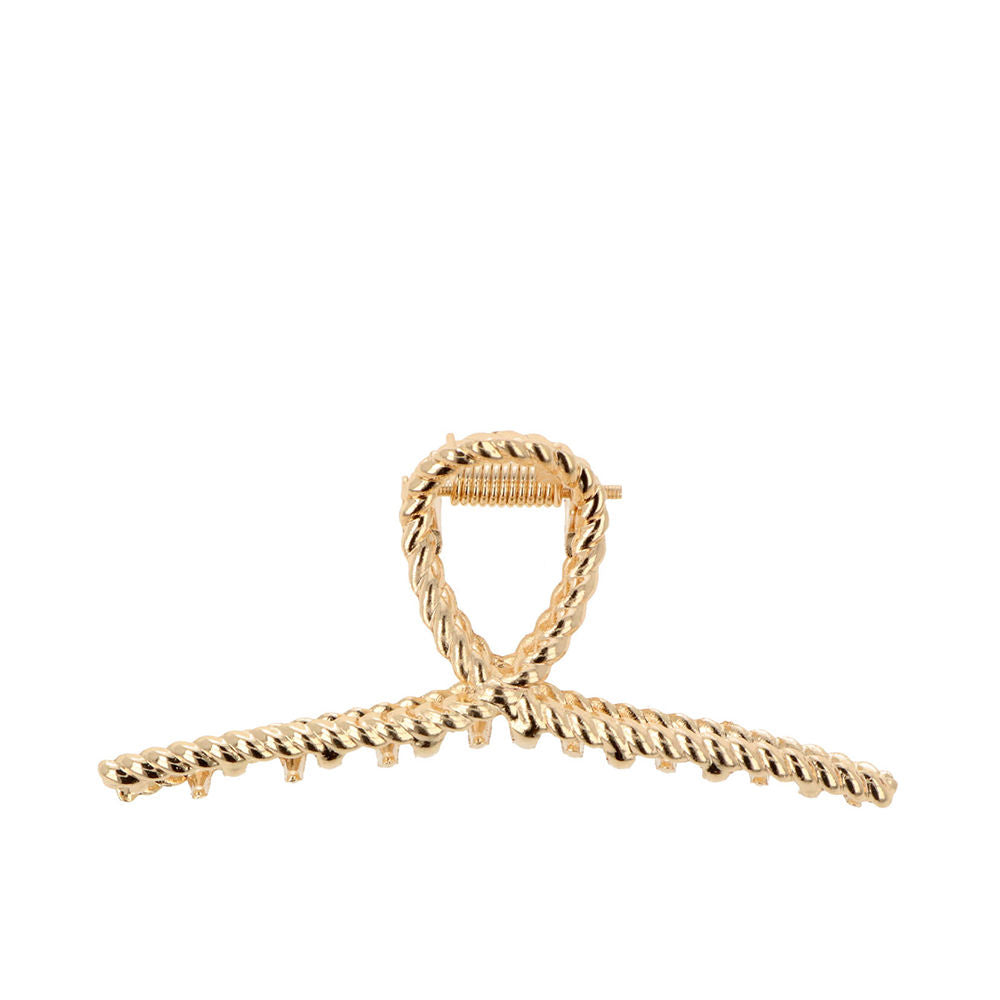 Inca Gold-tone textured metal hair clip for children with twisted rope design and spring hinge