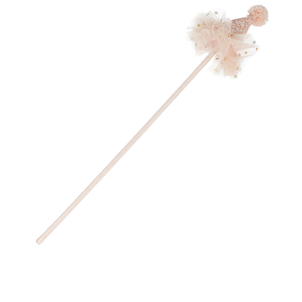 38 cm ribbon-wrapped wand with felt cone, glitter and tulle, Unisex