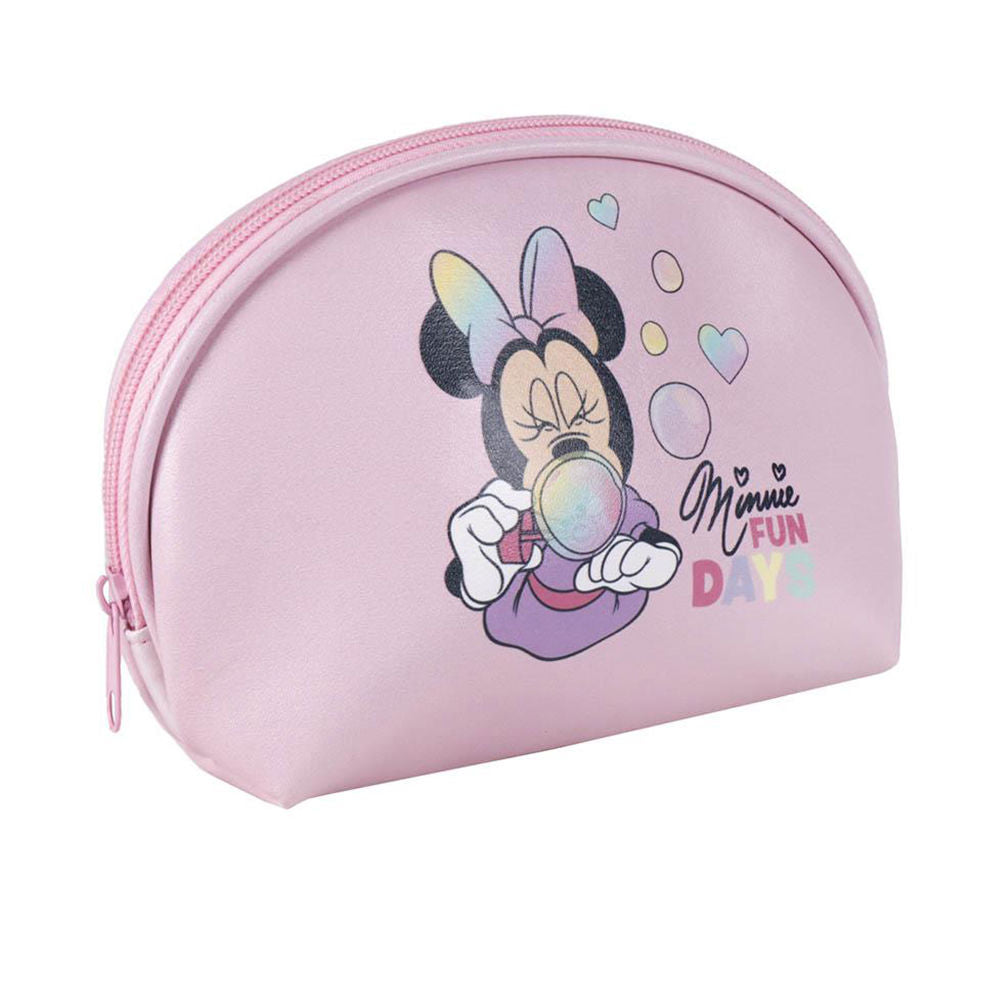Coated canvas Minnie travel wash pouch, compact rectangular shape, zip closure
