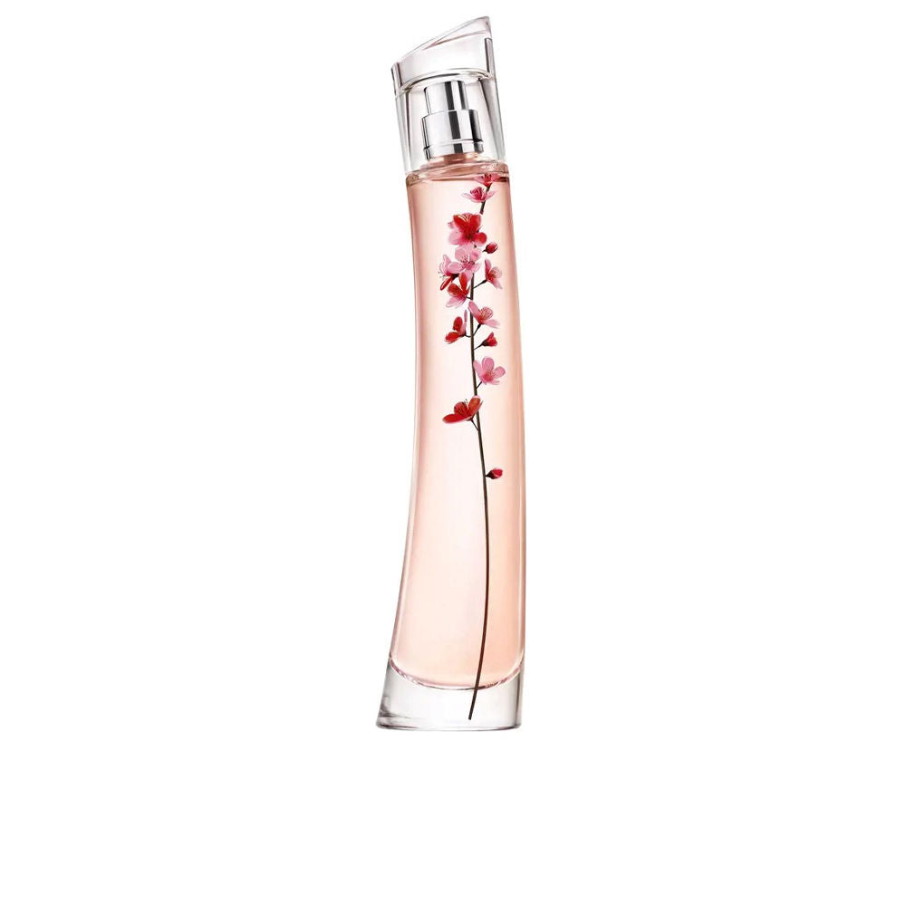 40 ml glass perfume bottle with sakura motif and recyclable crystal cap, floral-woody scent