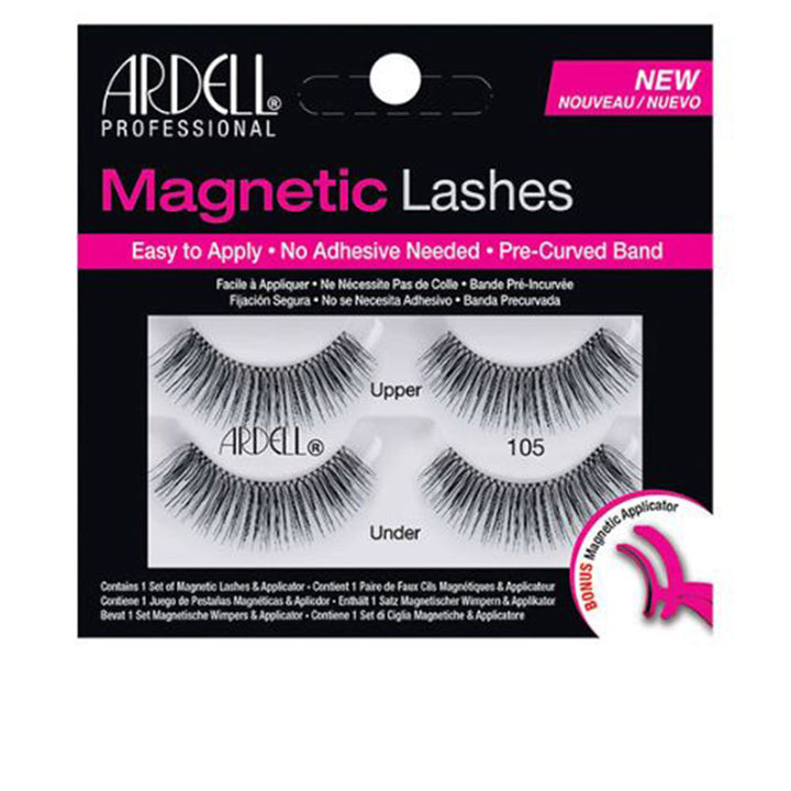 Pair of segmented magnetic synthetic lash strips on white background, style 113