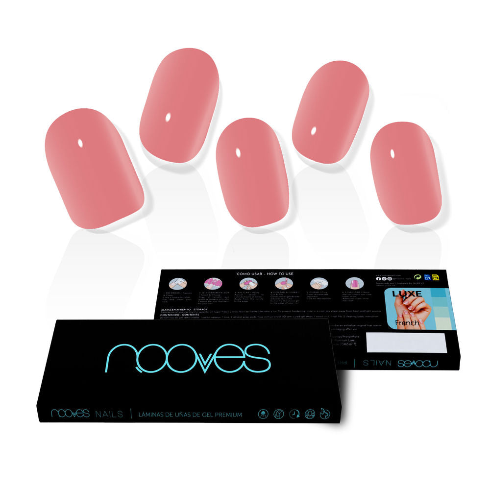 Pack of 20 dusty-rose pre-cured gel nail wraps with file and orange stick